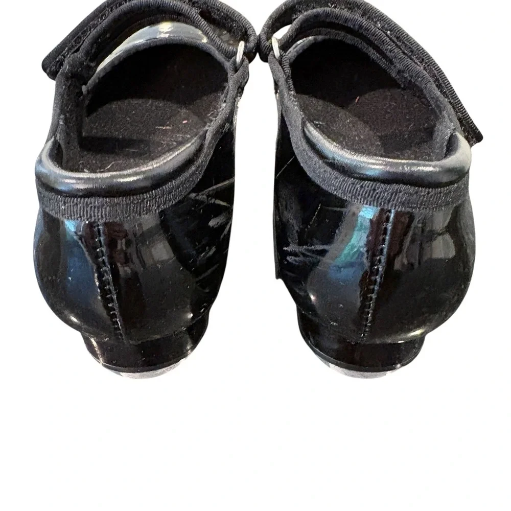 Tap Shoes Girls 1A Black Patent Leather Adjustable Strap‎ Hook and Loop Closure
